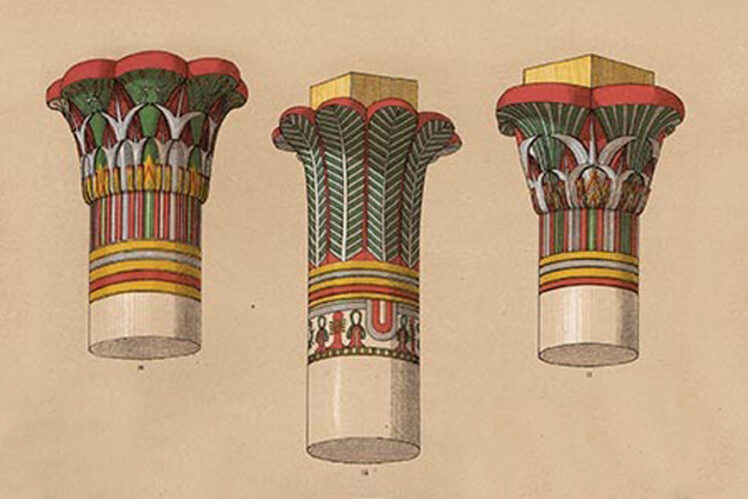 Egyptian lotus capitals, from Owen Jones' The Grammat of Ornament, 1968