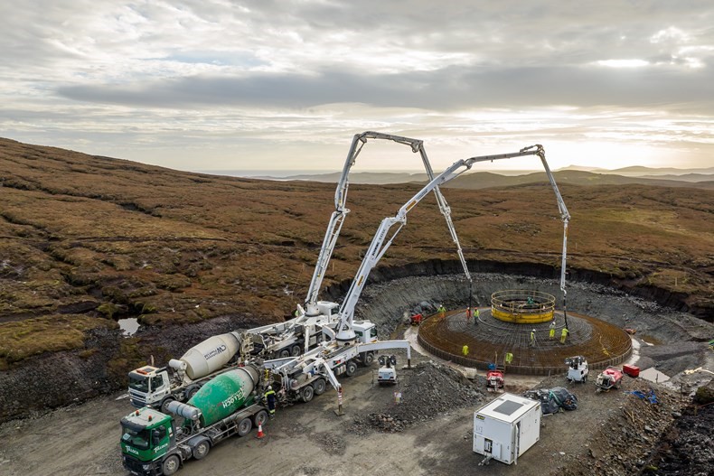 Final turbine foundation concrete pour completed at Shetland wind farm