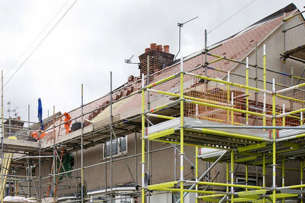 generic housebuilding, roof with scaffold